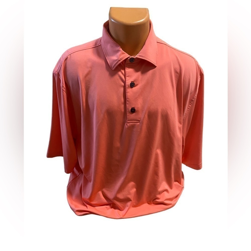 Foot Joy Men's Peach Pink Golf Polo Size Large Polyester NO Country Club Logo